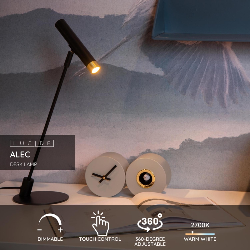 Lucide ALEC - Stolná lampa - LED Dim. - G9 - 1x3W 2700K - Vrátane výmenných tienidiel - Čierna
